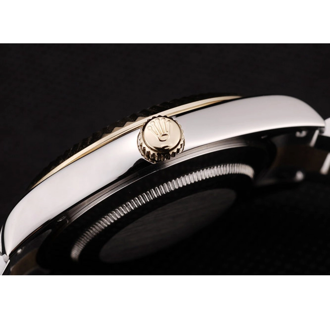 Rolex aaa copy Gold Bezel Brown Ribbed Pattern Rolex Dial DateJust 0708